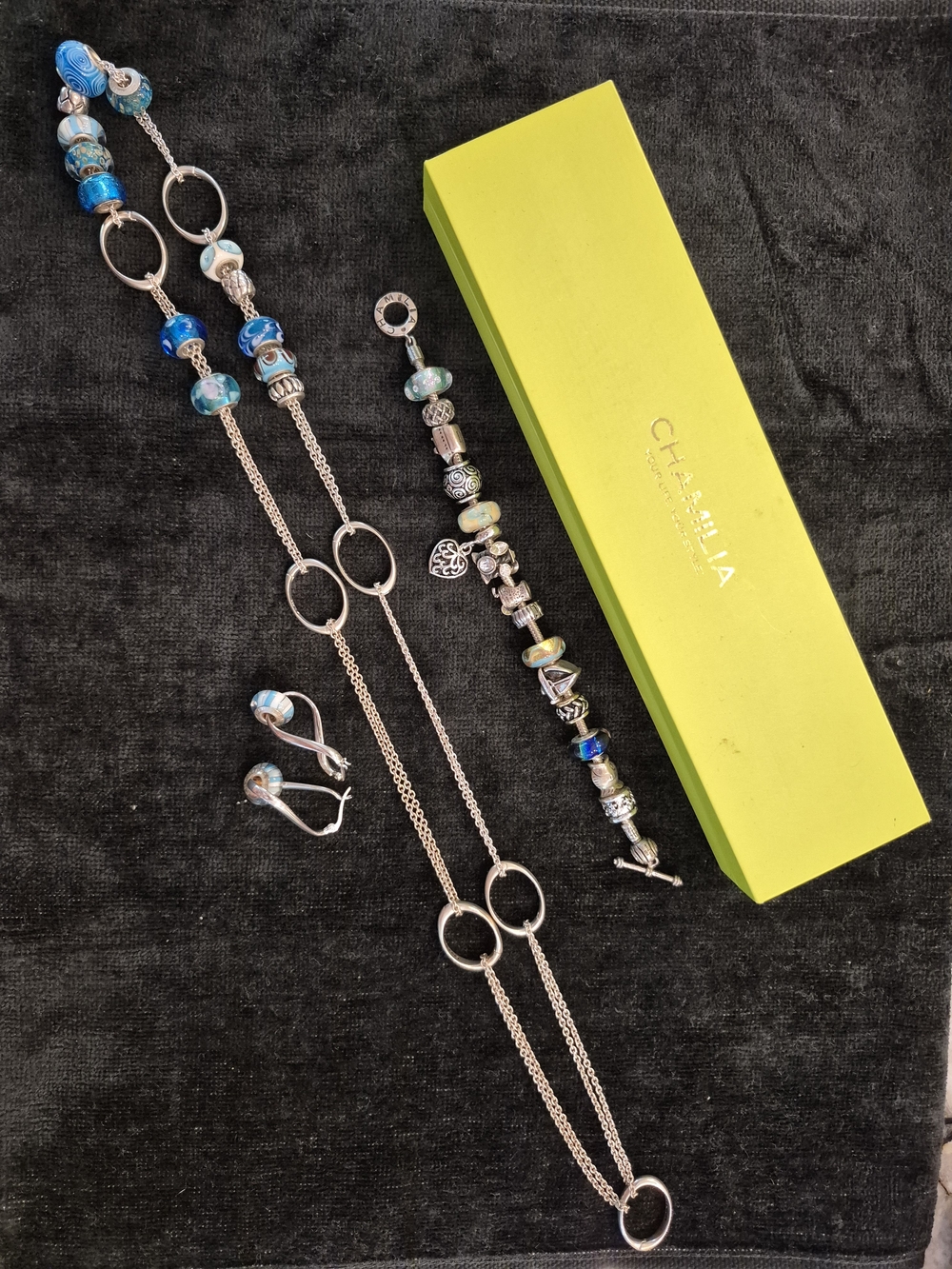 Chamilia Blue Glass Bead Necklace, Earring & Bracelet Set